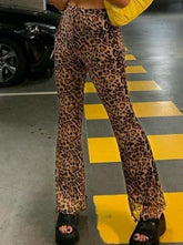 Bootcut-Hose mit weitem Bein und Leopardenmuster
